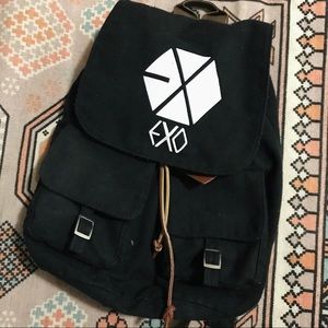 EXO drawstring black backpack